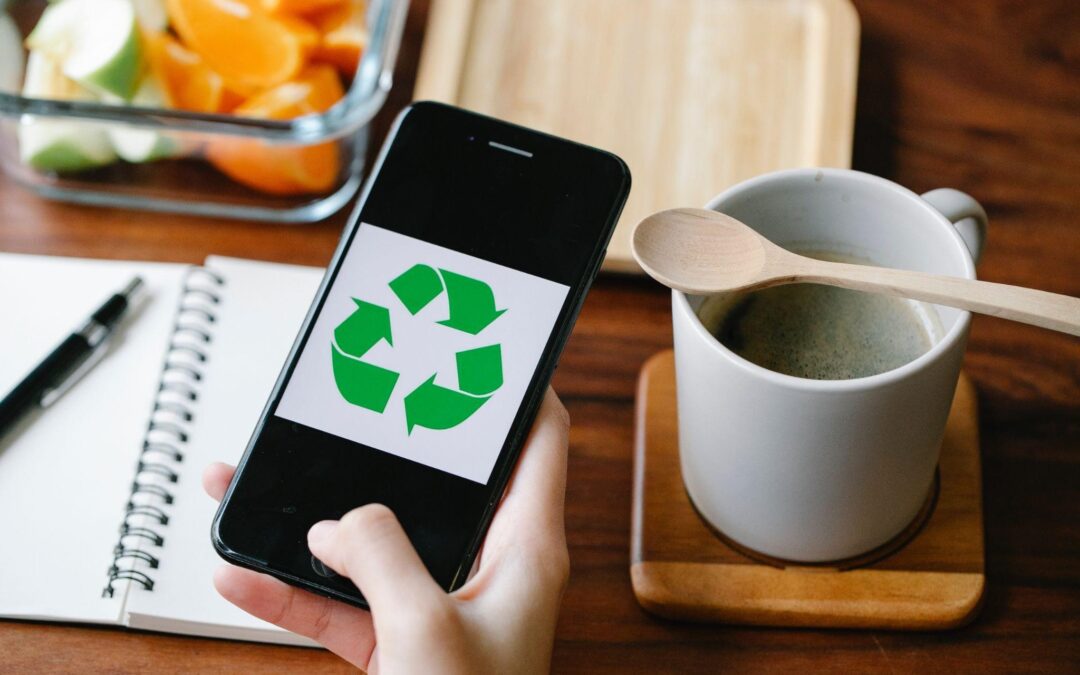 I-phone with recycling image on phone screen