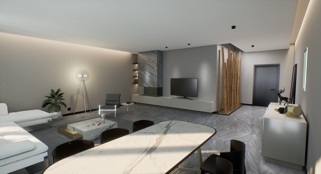 Rendering of a Metaverse Livingroom