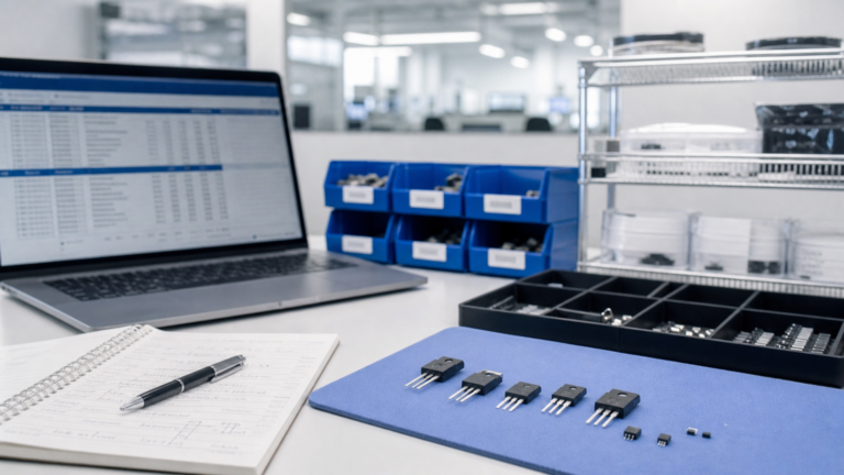 Board-level electronics sourcing review for power-discrete cross-reference evidence files